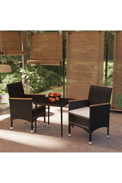 vidaxl Set mobilier de gradina cu perne, 3 piese, negru