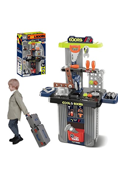 KidProtect Banc Lucru Copii 3in1 MiniBuilder Duo Case, Pliabil, 2 Serviete, S...