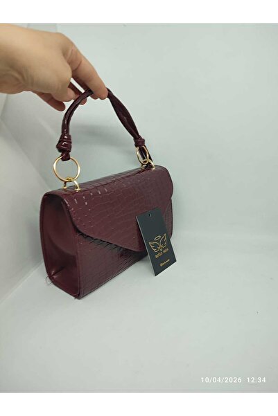 beris moda Women's Crocodile Leather Patterned Shiny Desing Bag 13X20 cm