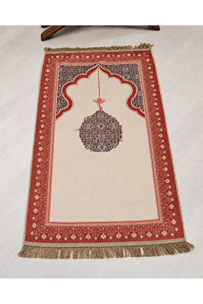 Bilenler Mihrap Patterned Thin Velvet Prayer Rug with Silky Texture
