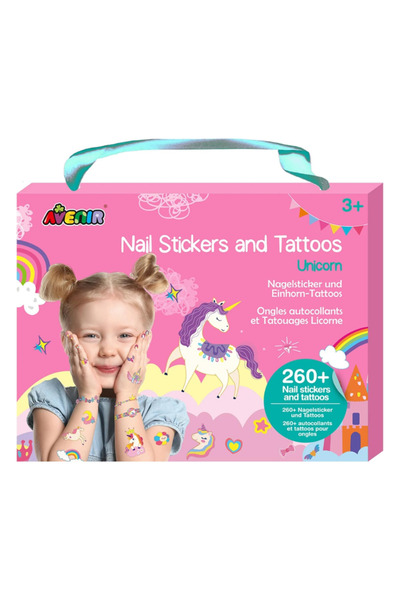 AVENİR Tırnak Çıkartmaları ve Dövme Seti - Unicorns