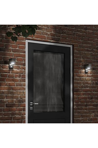 vidaxl Lampa exterioara de perete cu LED/senzor, negru aluminiu turnat