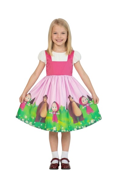 Bidani - Character Print Party Dress with Puff Sleeves - Multicolor - 1Y to 10Y