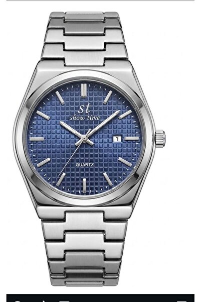 More Black Steel Band Navy Blue Dial Wristwatch