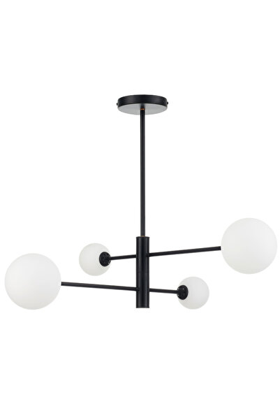 Light Prestige Lustră suspendată Dorado Black cu 4 lumini, globuri de sticlă ...