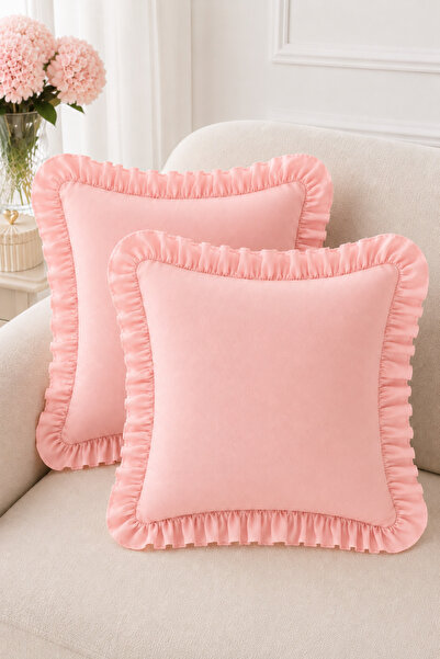 BlueMaison 2 Pieces Vintage Ruffled 43X43 Cushion Covers 100% Cotton |   Pill...