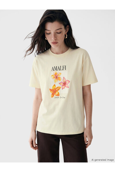 LC Waikiki Tricou pentru damă cu imprimeu cu gât crew