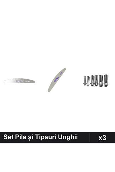 Makeup Set of 3 Nail Files Emma 100/180 100/120 and Reusable Tips 120pcs