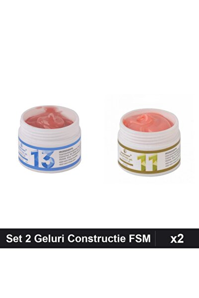 Makeup Set 2 Geluri Constructie UV LED FSM 15g, Nuante 11 si 13, Manichiura P...