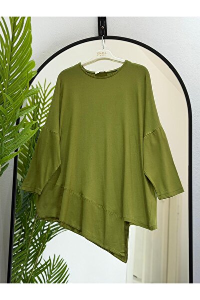 ÖZNE BUTİK Women's 100% Cotton Lycra Asymmetrical Combed Cotton Tunic