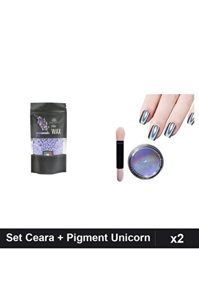 Makeup Set 2 Ingrijire Unghii - Ceara Epilare Lavanda 100g + Pigment Holograf...