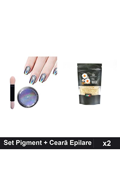 Makeup Set 2 Îngrijire Unghii - Pigment Holografic Unicorn + Ceară Epilare Mu...