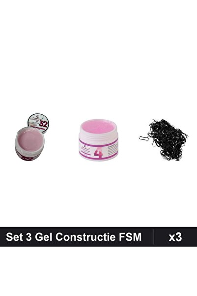 Makeup Set 3 Gel Constructie UV LED FSM 15g, Nuante 32 04, Elastice Par Silic...