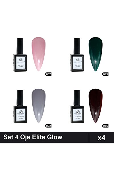 Makeup Set 4 Oje Semipermanente Global Fashion Elite Glow 15ml, Nuante 052 09...