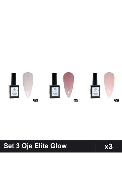 Makeup Set 3 Oje Semipermanente Global Fashion Elite Glow 15ml, Nuante 064 06...