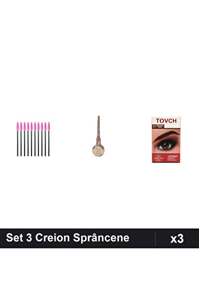 Makeup Set 3 Creion Sprâncene Kiss Beauty, Periuțe Gene 10buc, Vopsea Nuanță 5.7