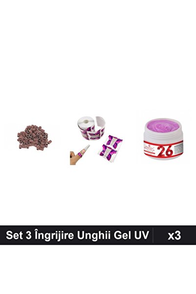 Makeup Set 3 Îngrijire Unghii - Rezerve Smirghel 150, Șabloane Fluture, Gel U...