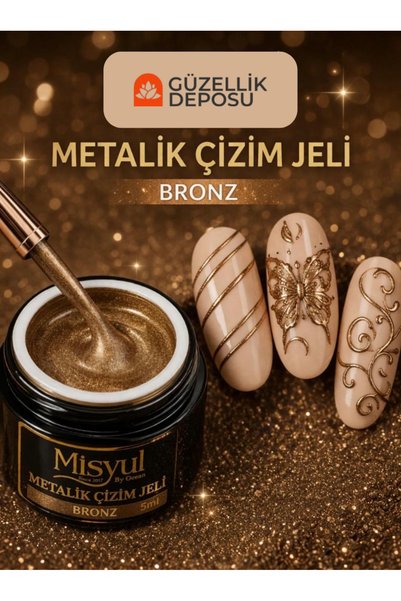 Güzellik Deposu Protez Tırnak Metalik Çizim Jeli Bronz