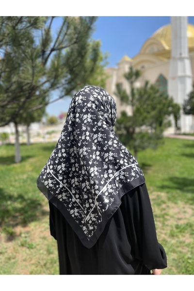 Nakişce وشاح قطني كبير الحجم بنقشة زهور مقاس 115x115 سم