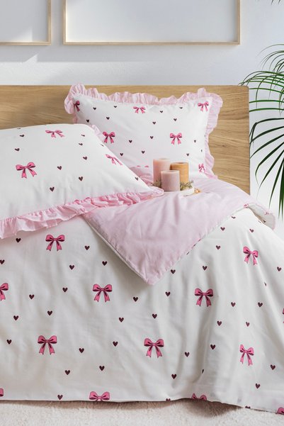 DB DANLA BALDİ Home Collection Double Bedding Set 100% Cotton (with Ruffled Pillowcase)