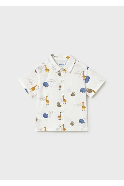 MAYORAL Animal Patterned Shirt for Ages 1-4 - White