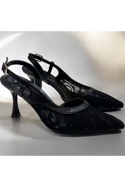 runa shoes Pantofi cu toc cu detaliu brodat din dantelă și spatele deschis