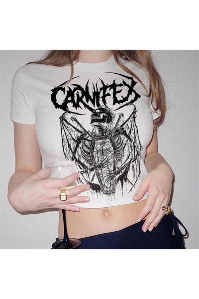 Le Savu Tricou Carnifex The Script White Crop