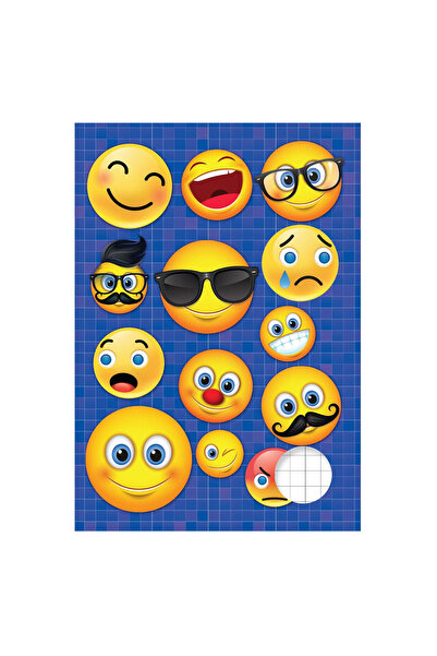 Zumzeria Caiet A5 cu carouri mari și copertă cu model emoji - 40F
