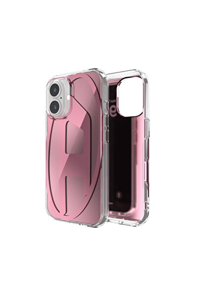 Diesel iPhone 16 Uyumlu Oval D Aynalı (Mirror) Kılıf - Pembe