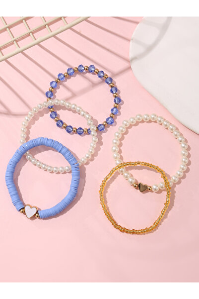 Take Two By Styli Pack of 5 - Beaded Bracelet with Heart Charm