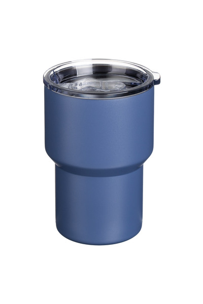 Zumzeria Unique Matte Blue Metal Thermos Cup with Transparent Lid 400ml