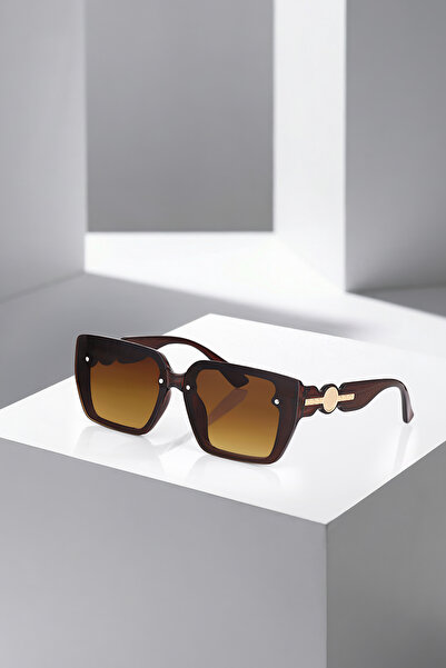 Polo Air Uv400 Protection Brown Color Gold Detail Square Frame Women's Sungla...