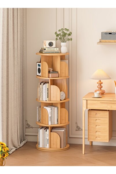 Bojasmiial 360° Rotating Bookshelf, Large Capacity Storage Shelf, Corner Cyli...
