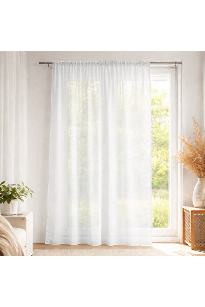 Zumzeria Perdea din imitație de mătase alb-crem 135x260cm
