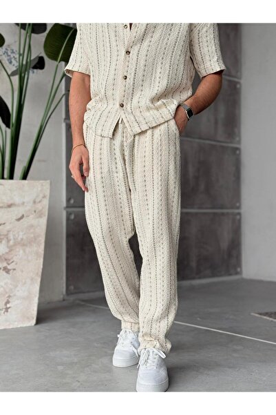 FO4RBS Set de tricotaje cu model etnic M - Ecru