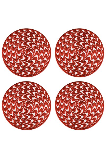 Zumzeria Set of Red Spiral Design Glass Holders Ø10cm - 4pcs