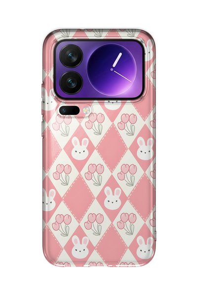 FLAMENKO حافظة هاتف شفافة متوافقة مع Xiaomi 17 Pro Max بنمط الأرنب والزهرة