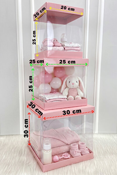 ZEYMERADE Asetat Kutu, Şeffaf Katlanabilir Demonte, Doğum Hediye Baby Shower ...