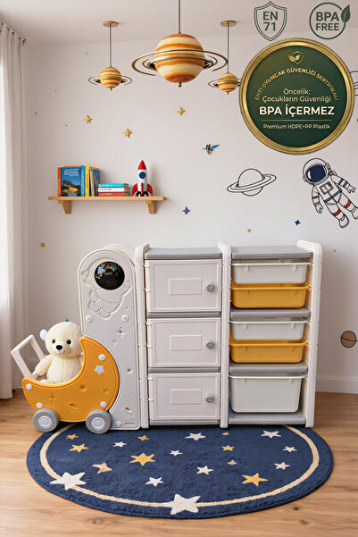 CREALISOL Montimoon Astronot Figürlü Çekmeceli Sepetli Montessori Oyuncak Dol...
