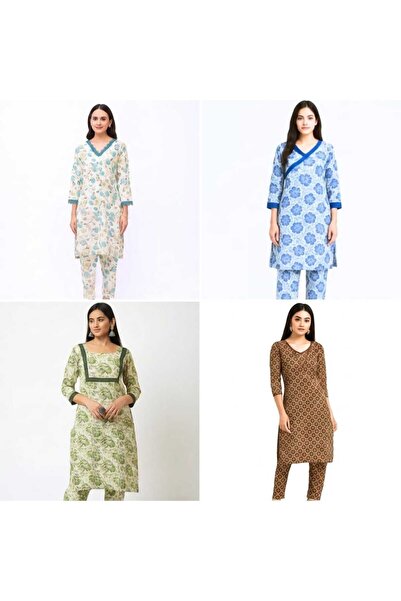 zakkiya womens floral printed kurta with pant set
