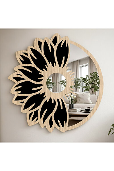 HARPİES Floral Desen Pleksi Ayna | Ahşap malzeme | 40 cm