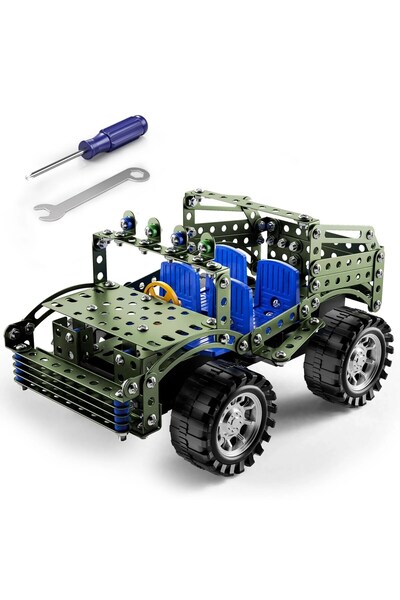 ETOY Set de constructie metalic STEM 283 piese, model jeep, din inox, pentru ...