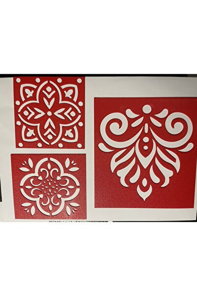 troyaart3d Dekoratif Mandala ve Damask Desenli Stencil Seti - 3 Parça Hobi Bo...