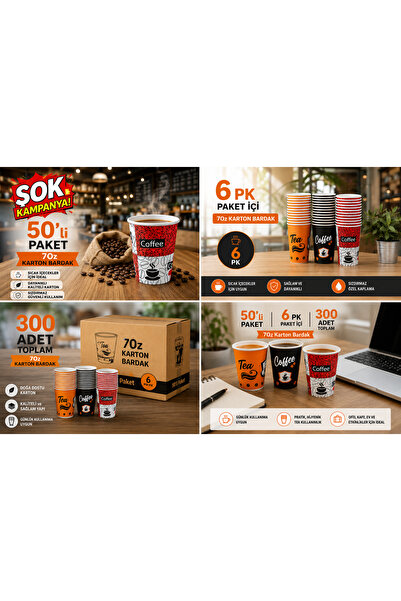 KarabeyAmbalaj 7 Oz Karton Bardak 50’li Paket Sıcak Soğuk İçecek Uyumlu Tek K...