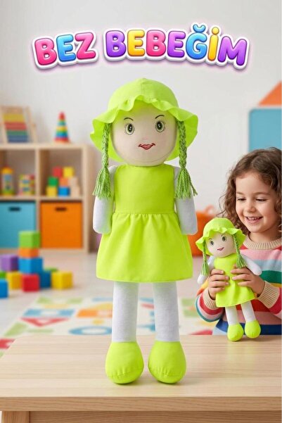 Tıfıl Toys Ayşe Bebek! 58cm Dev El Yapımı Renkli Şapkalı ve Elbiseli Oyun Ark...