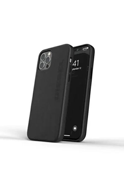 Diesel Husă mulată din piele premium pentru iPhone 12 Pro Max, neagră, standard
