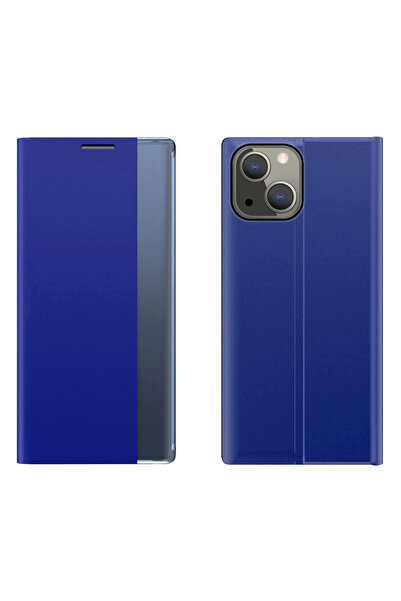 Hurtel Husă tip carte cu fereastră inteligentă pentru iPhone 13 Mini, albastră