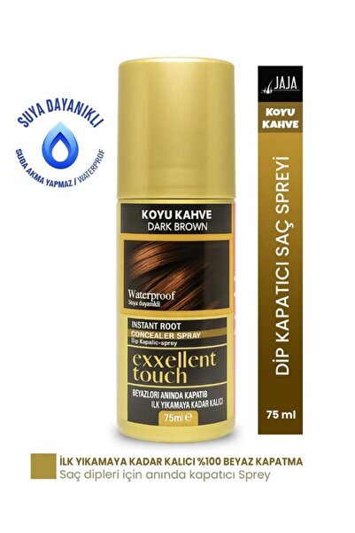 Jaja Exxellent Touch Suya Dayanıklı Beyaz Dip Kapatıcı Topik Sprey 75 Ml Koyu...