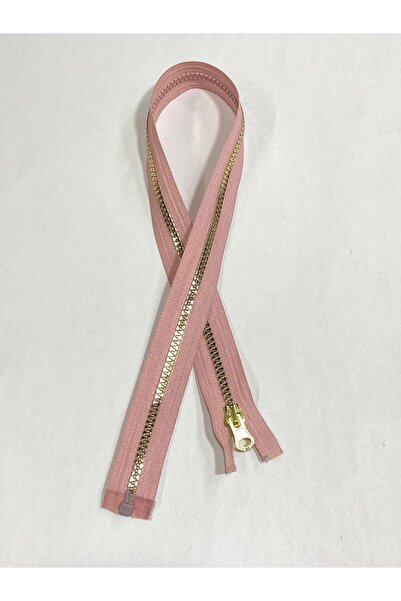 karantuhafiye Powder/Metallic Look Gold Plastic Teeth/Coat Zipper/60 cm