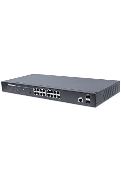 Intellinet Switch de control 16x 10/100/1000 Mbps PoE+ 374W + 2x slot SFP Rac...
